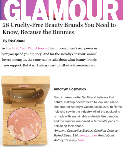 Antonym Cosmetics cruelty free makeup in Glamour magazine