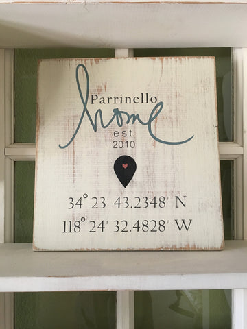 Home GPS Coordinates Sign