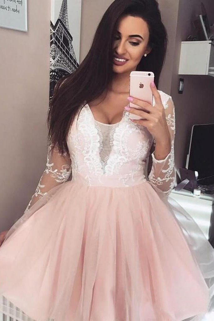 blush pink gown with sleeves