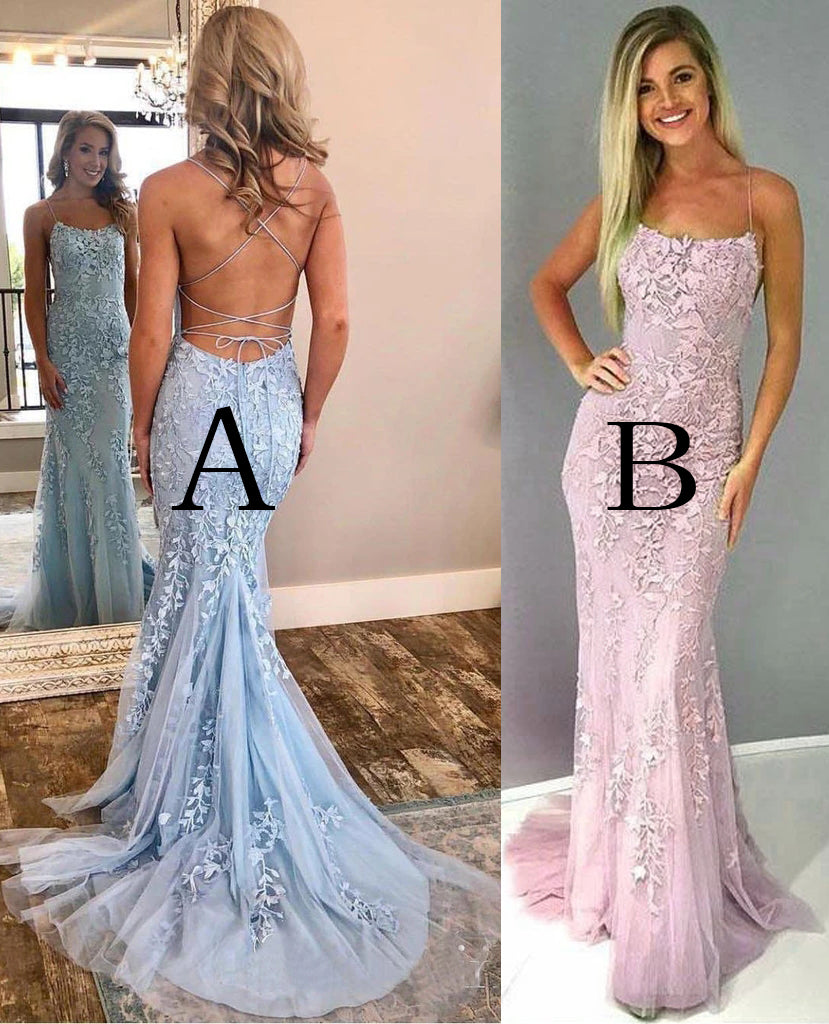 low back mermaid prom dress