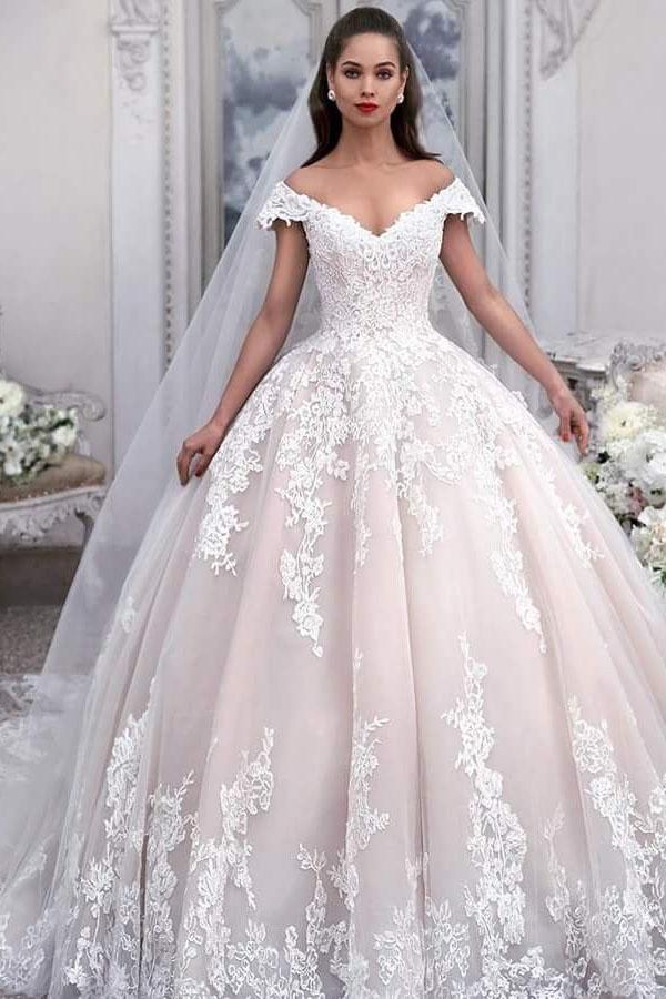 pink ball gown wedding dress