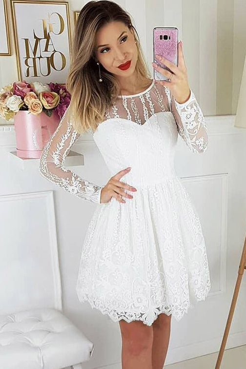 white lace short sleeve dress