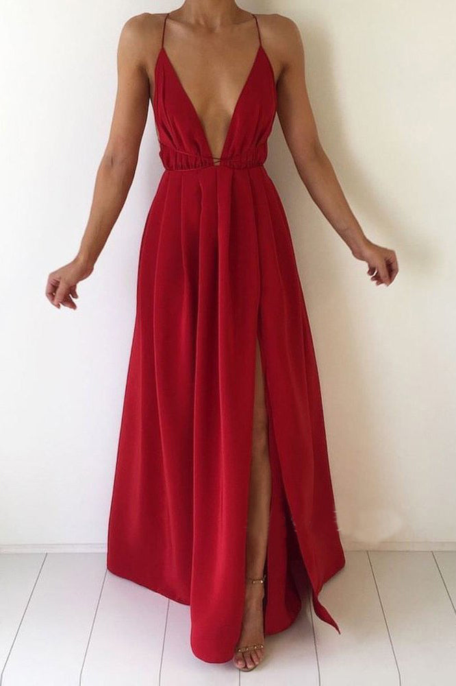 red maxi occasion dress