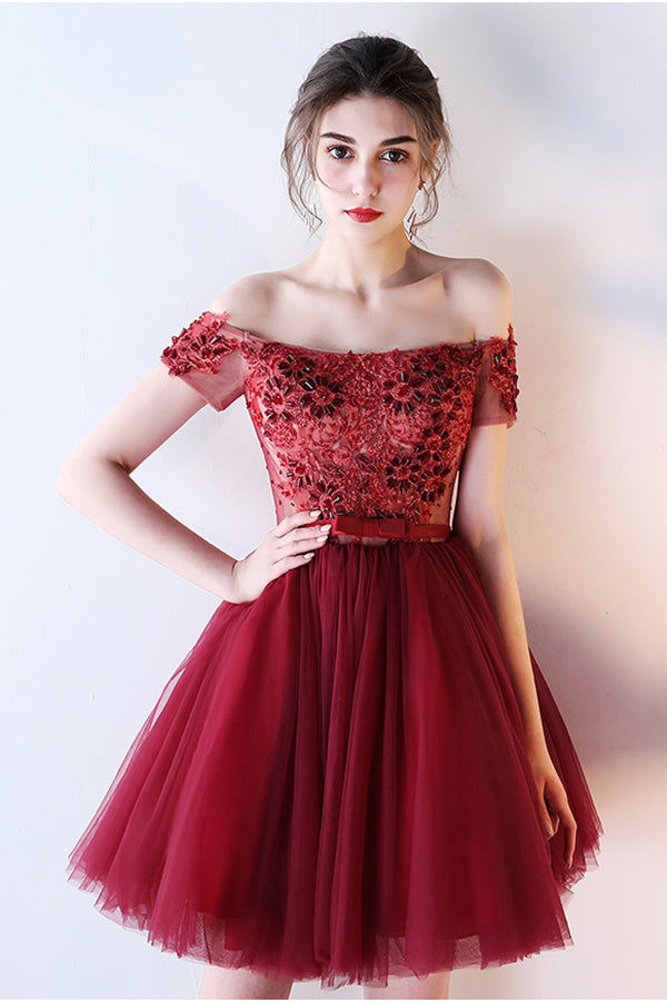 dark red short prom dresses
