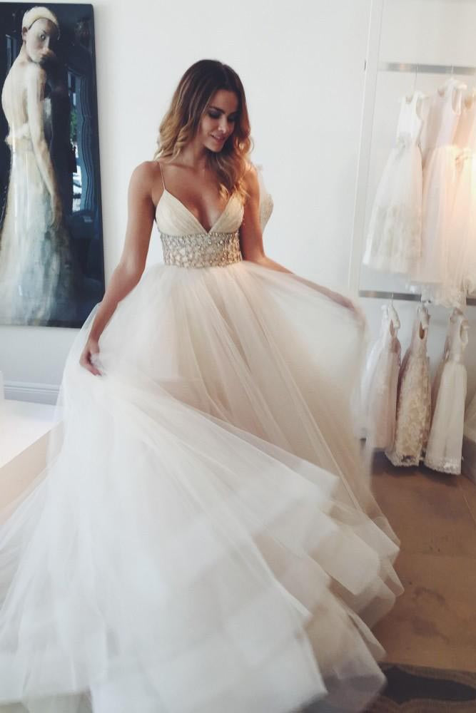 tulle wedding dress a line