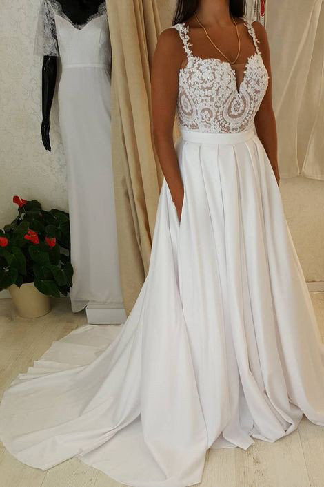 lace on top wedding dress