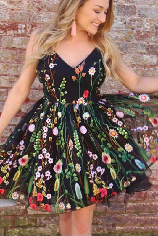 flower dress black