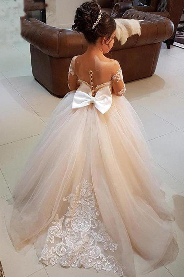 long sleeve tulle flower girl dresses