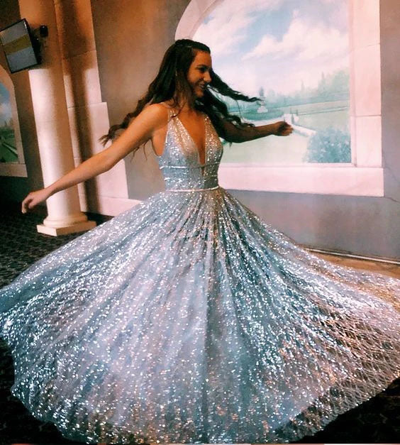 silver sparkly formal dress
