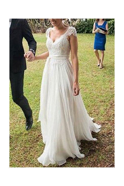 ivory chiffon wedding dress