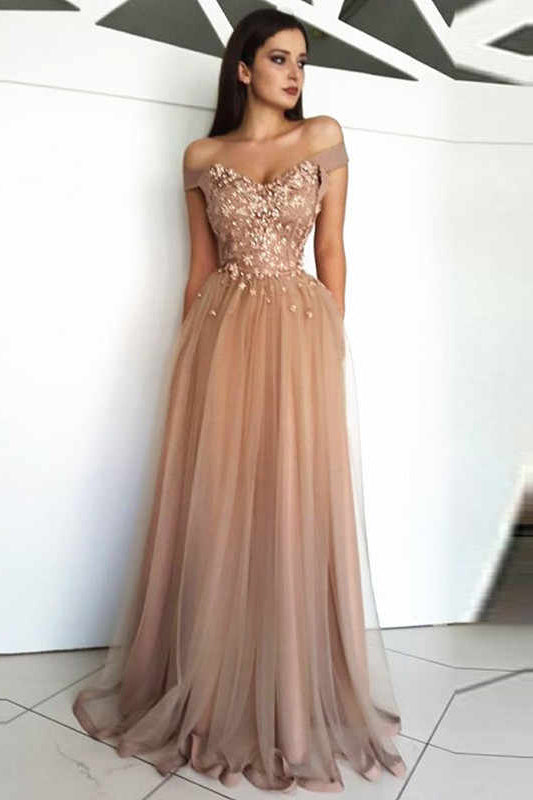 off shoulder elegant gown