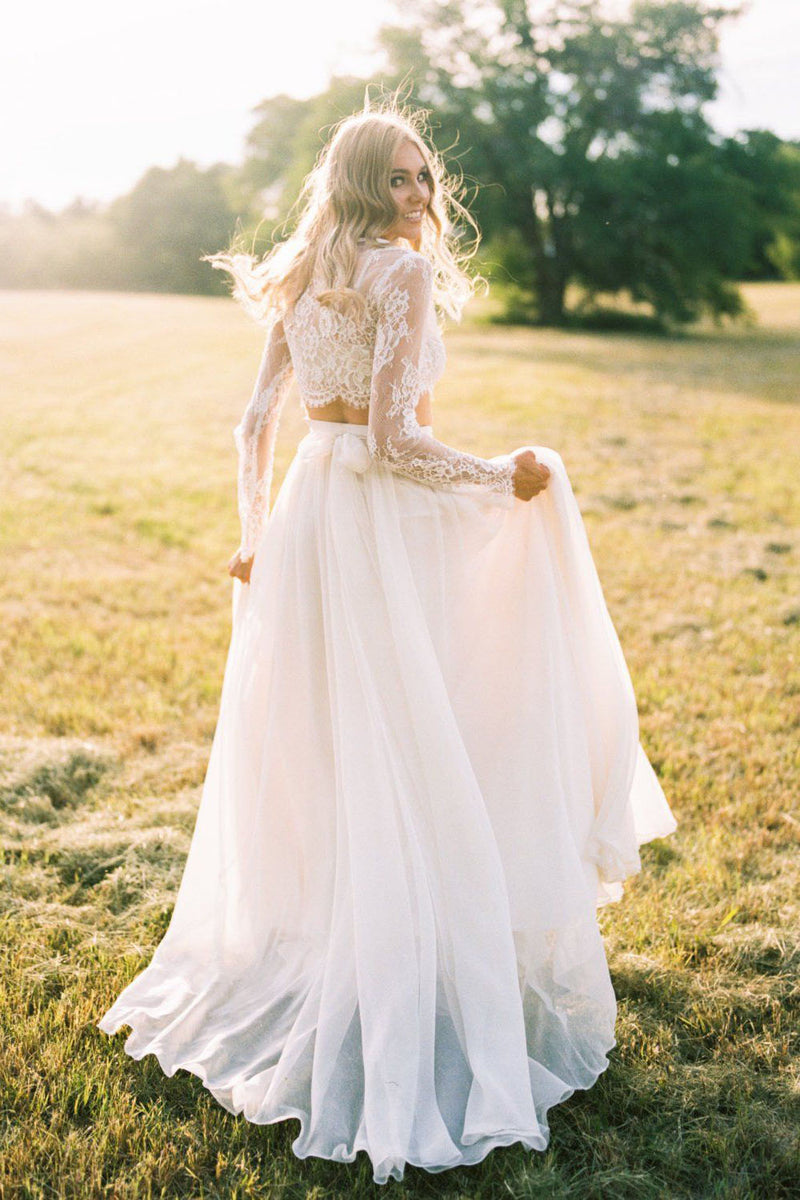 romantic long sleeve wedding dress