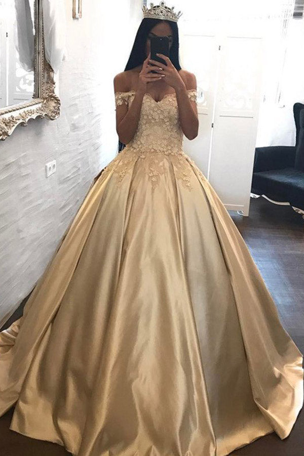 ball gown off the shoulder prom dress