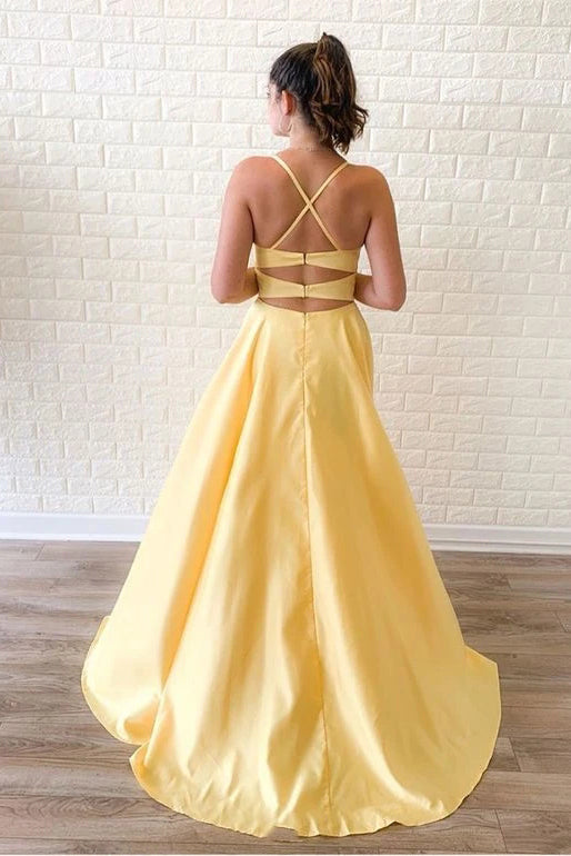 Simple Strapless Short Yellow Homecoming Dress With Pockets