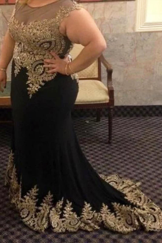 plus size black and gold formal dresses