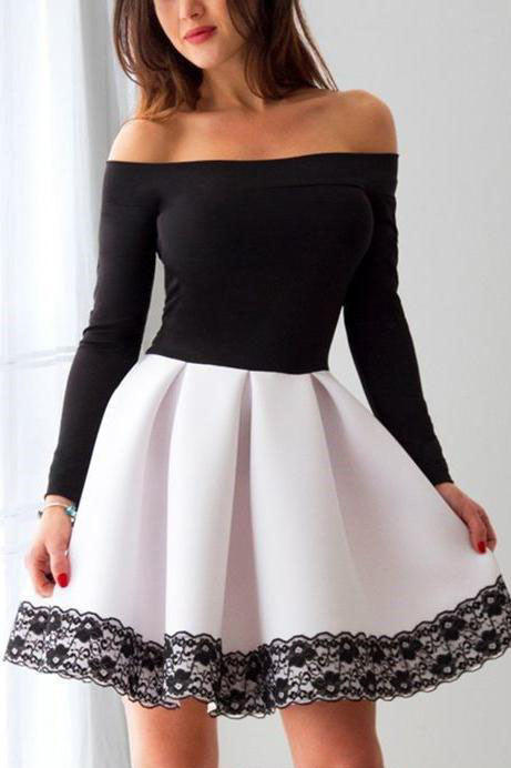 off shoulder black short dress