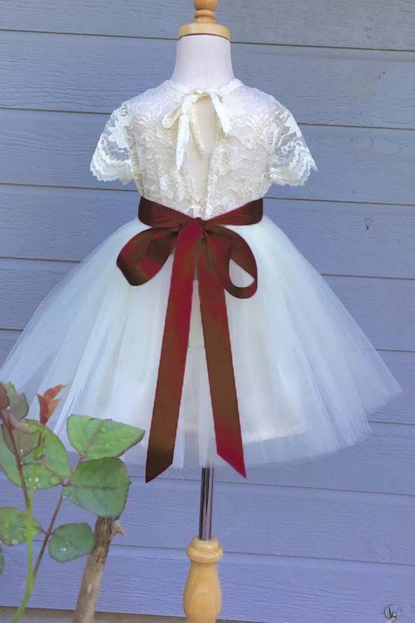 Lace Flower Girl Dress Tulle Country Wedding Flower Girl Dress