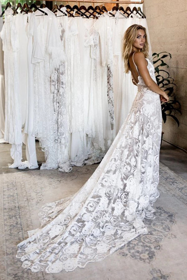 strap lace wedding dress