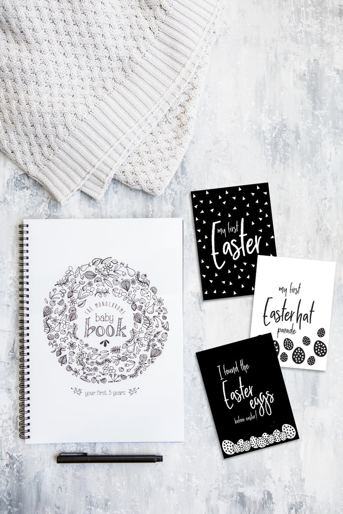 The Monochrome Baby Book // free printable Easter Photo Cards