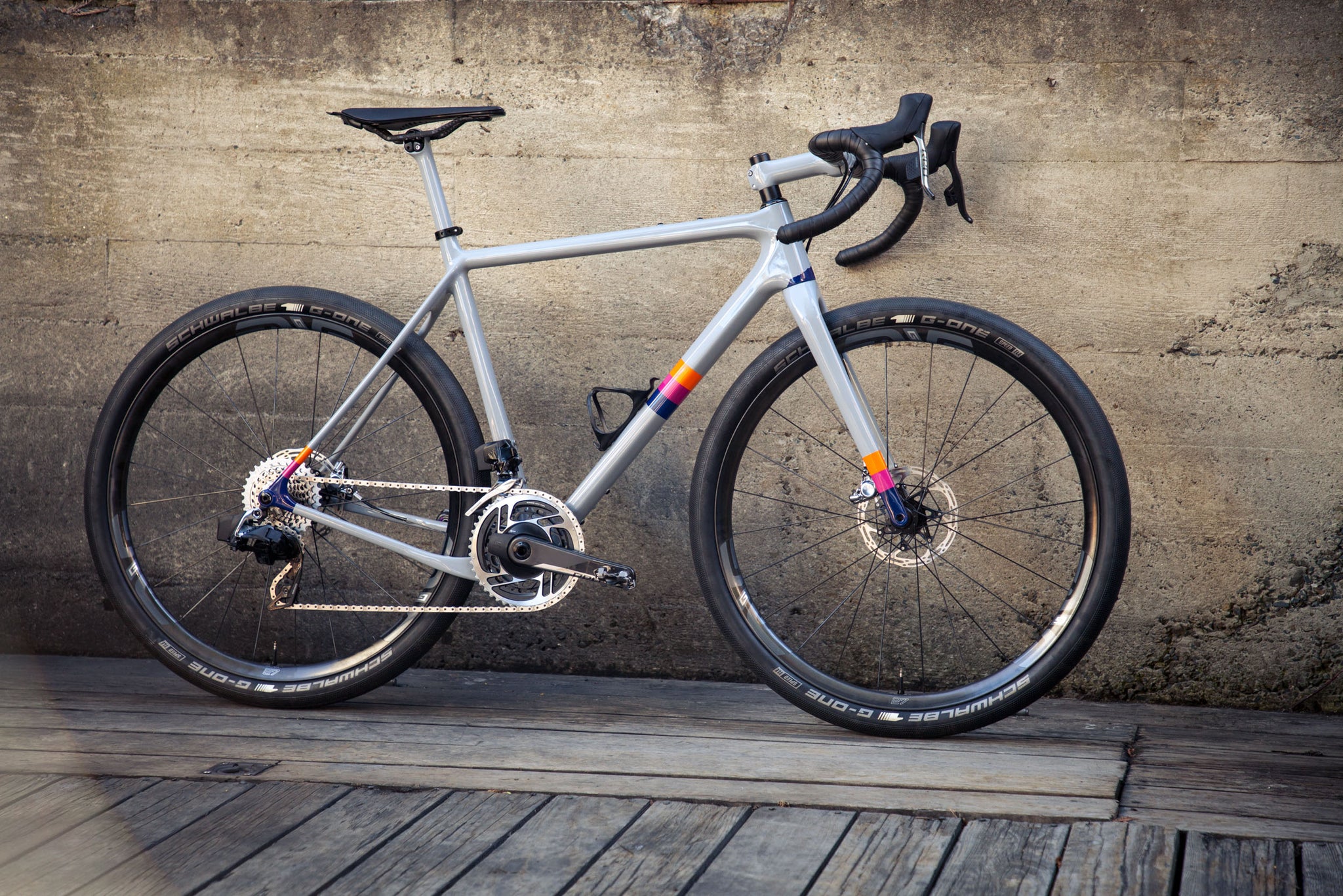 a california sunset open up bike on a wall