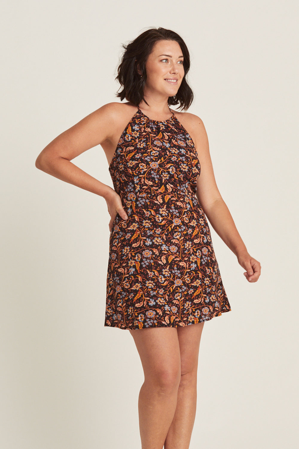 Daisy Chain Halter Dress in Amber - Pre-loved