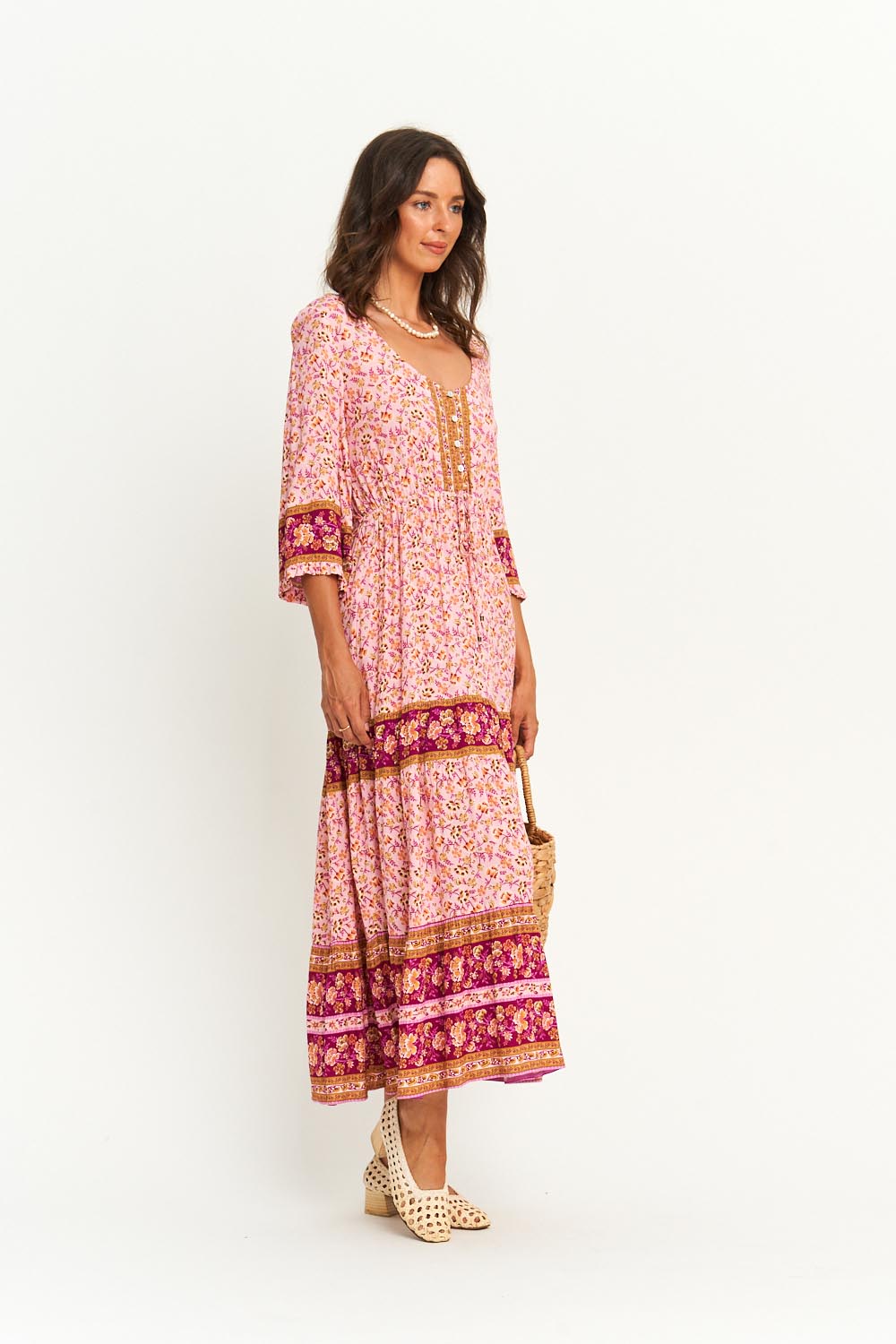 Audrey Midi Dress in Pink Plum - Pre-loved