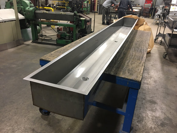 custom stainless steel trough sink for commercial bath use