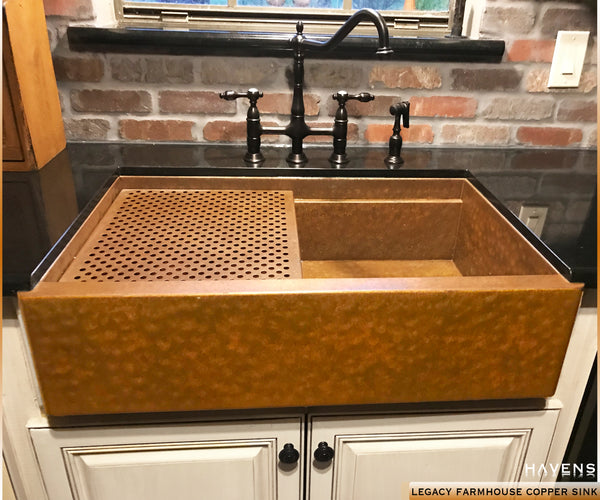 Hammered copper farm sink USA handcrafted Havens
