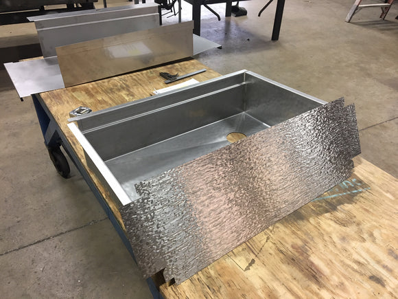 custom sink fabrication - apron front sink welded on