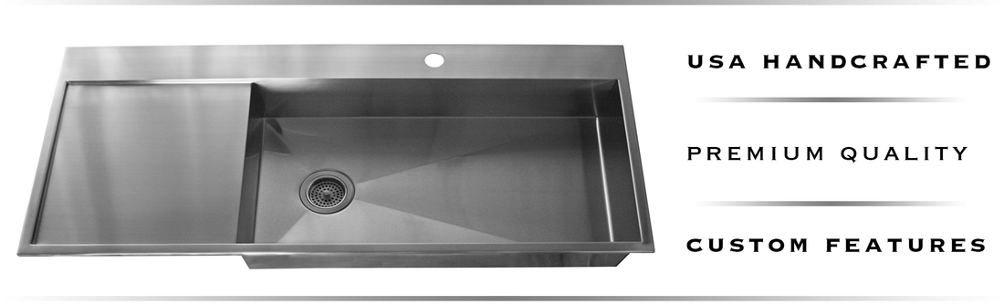 Top mount stainless steel drainboard sinks built in the USA by Havens.