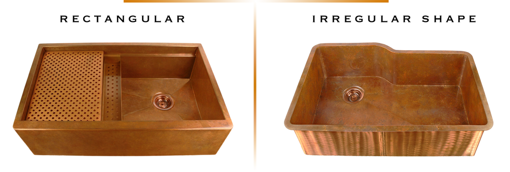 custom rectangular and irregular copper sinks by Havens Metal