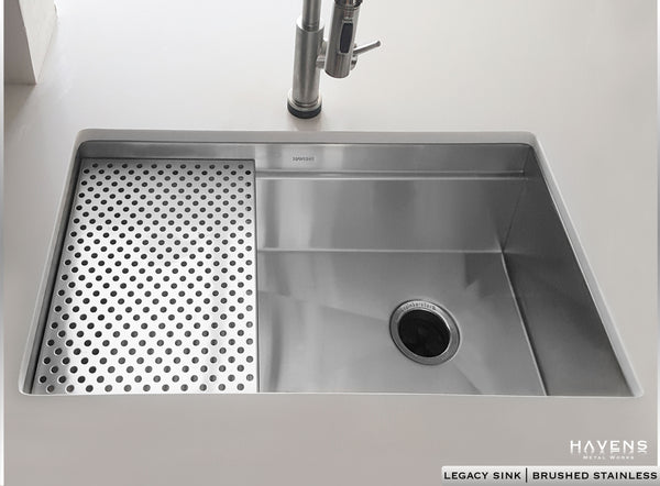Stainless undermount Legacy sink installed in kitchen by Havens.