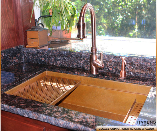 Legacy copper undermount sink in a Havens customer's kitchen.