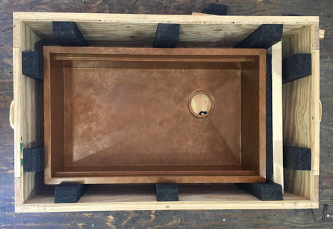havens metal sink in crate
