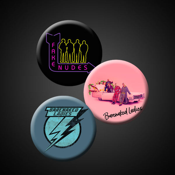 'FAKE NUDES' 3 PIECE BADGE SET