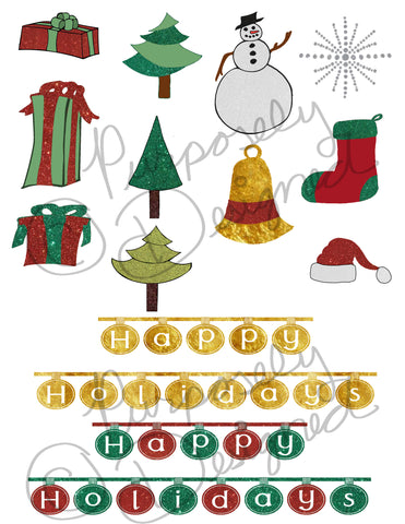 Holiday Sticker Collection 4-Planner Stickers,Silhouette Print and Cut Design and more- DOWNLOAD