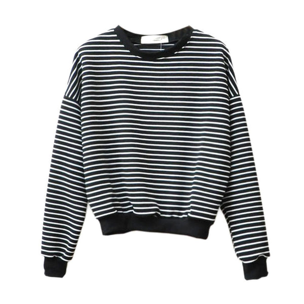 black and white striped sweatshirt womens