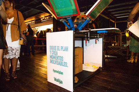 Image of our tote bag printing station at our PON event