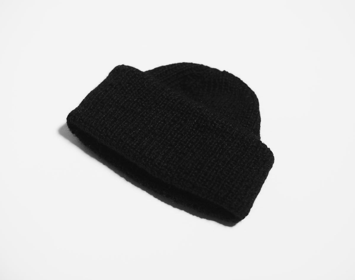Soft black wool beanie with great texture Free domestic shipping