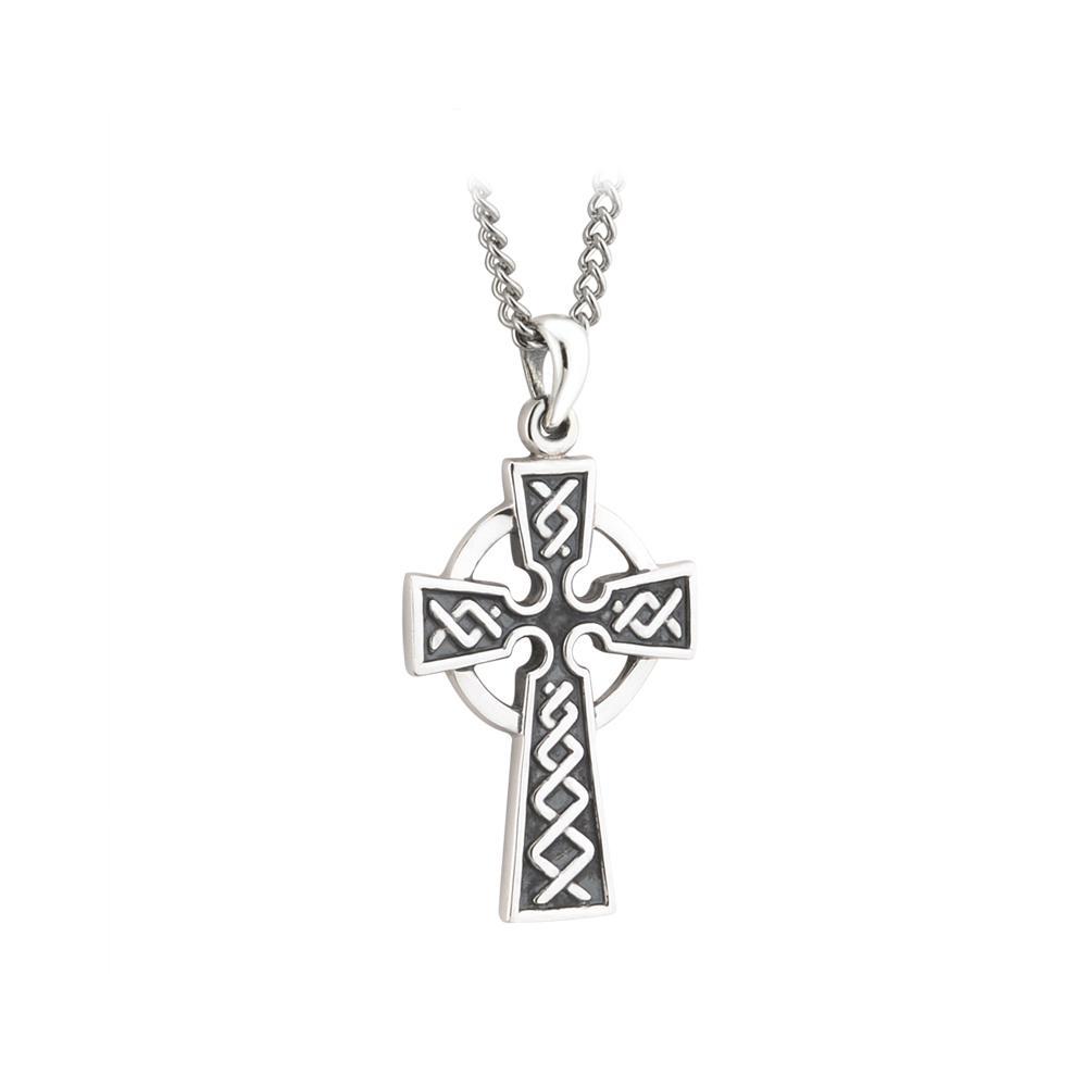 Mens Celtic Cross Necklace Sterling Silver Oxidized Double Sided Irish Made Solvar 1024x1024 ?v=1541621803
