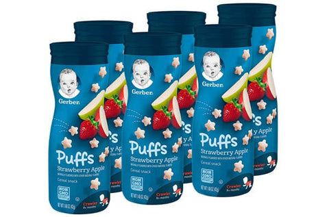 Gerber Puffs Cereal Snack, Strawberry Apple, 6 Count