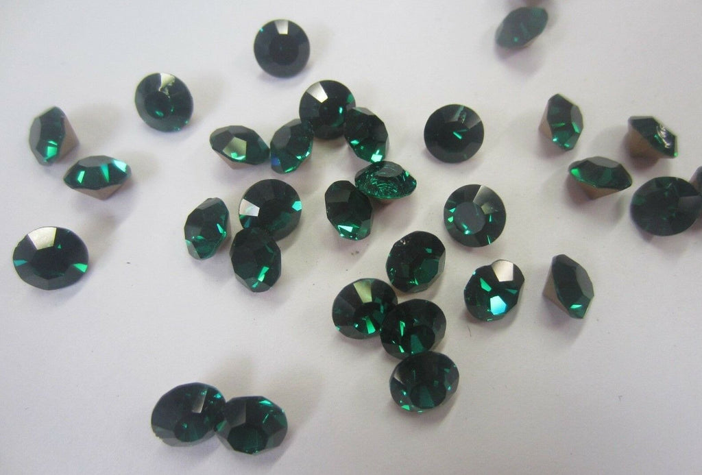 10pcs 6mm Faceted Emerald AB Glass Rhinestones Foiled Pointed Back High Quality