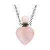 Crystal Aromatherapy Necklace - Heart Rose Quartz (Silver)