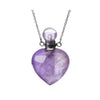 Crystal Aromatherapy Necklace - Amethyst Heart (Silver)