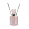 Crystal Aromatherapy Necklace - Rose Quartz Spirit Bottle (Silver)