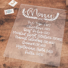 Wedding Menu on Acrylic Glass | Wanderlove Press