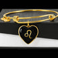 Gold on Black Leo Zodiac Astrology Heart Bangle Bracelet - Lyghtt