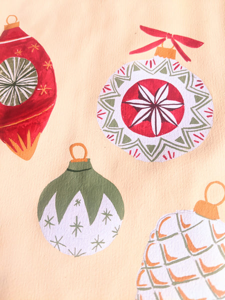 paintings of baubles for christmas cards
