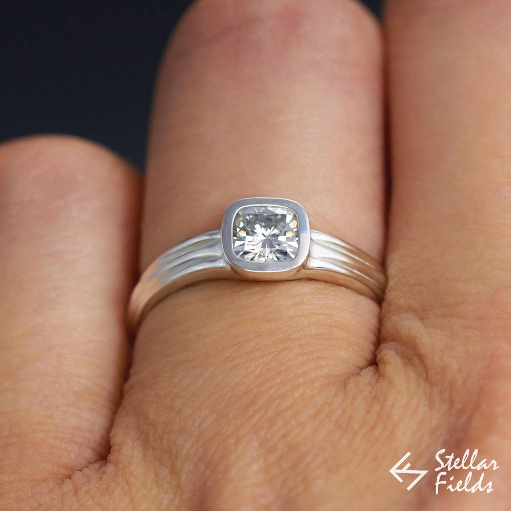 Cushion Cut Diamond Square Bezel 