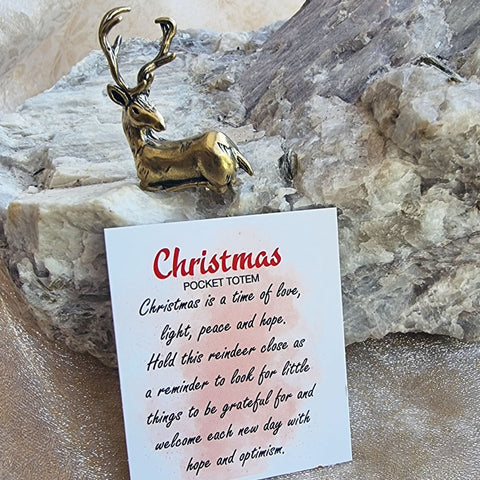 Christmas Reindeer Pocket Totem - Love, Light, Peace & Hope